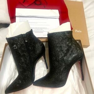 Christian Louboutin Glitter Black Heeled Boots